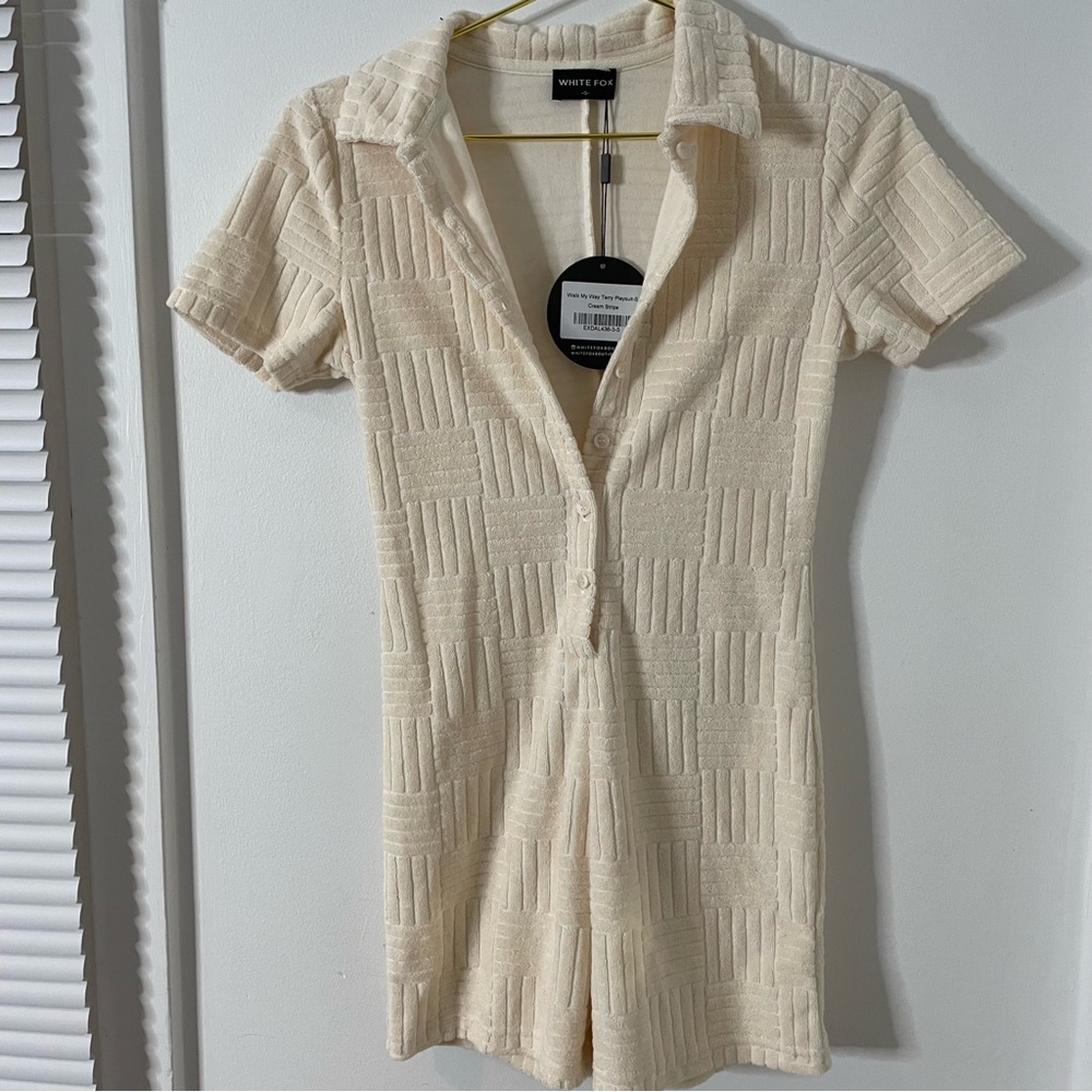 NWT WHITE FOX Walk My Way Terry Playsuit Cream Stripe romper